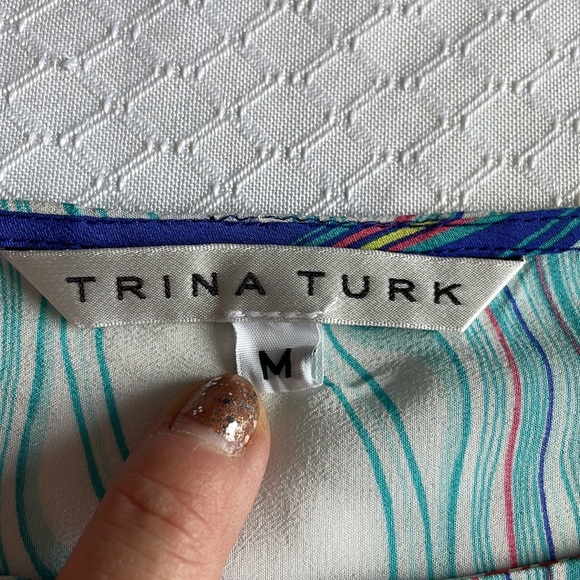 TRINA Turk Merrick Open Sleeve Silk Blouse in Deep Sea - Picture 5 of 6